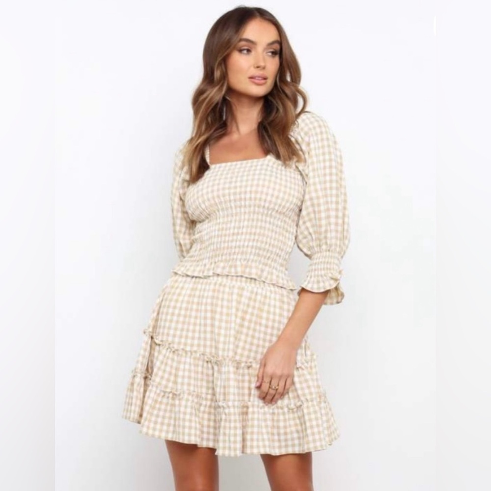 NWT Petal + Pup Porter Gingham Smocked Top & Mini Skirt Matching Set Size 8 - Picture 2 of 11